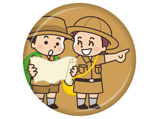 地図を覗き込むこども探検隊