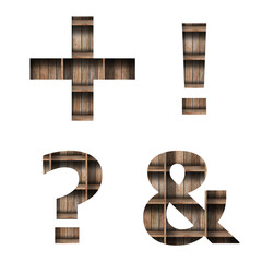 Wood shelf font design alphabet letter, isolated on white background