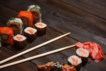 sushi chopsticks rolls snack delicacy japanese cuisine gourmet