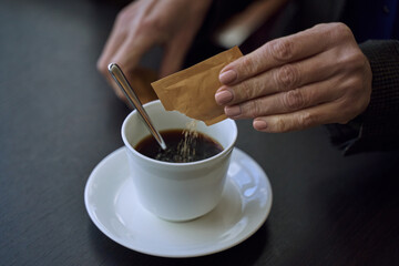 Little sachet of sugar to sweeten your coffee