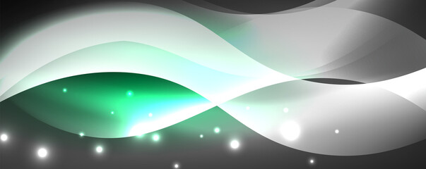Shiny glowing neon wave, light lines abstract background. Magic energy and motion concept. Vector wallpaper template