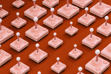 Pink vintage joystick on brown/red background