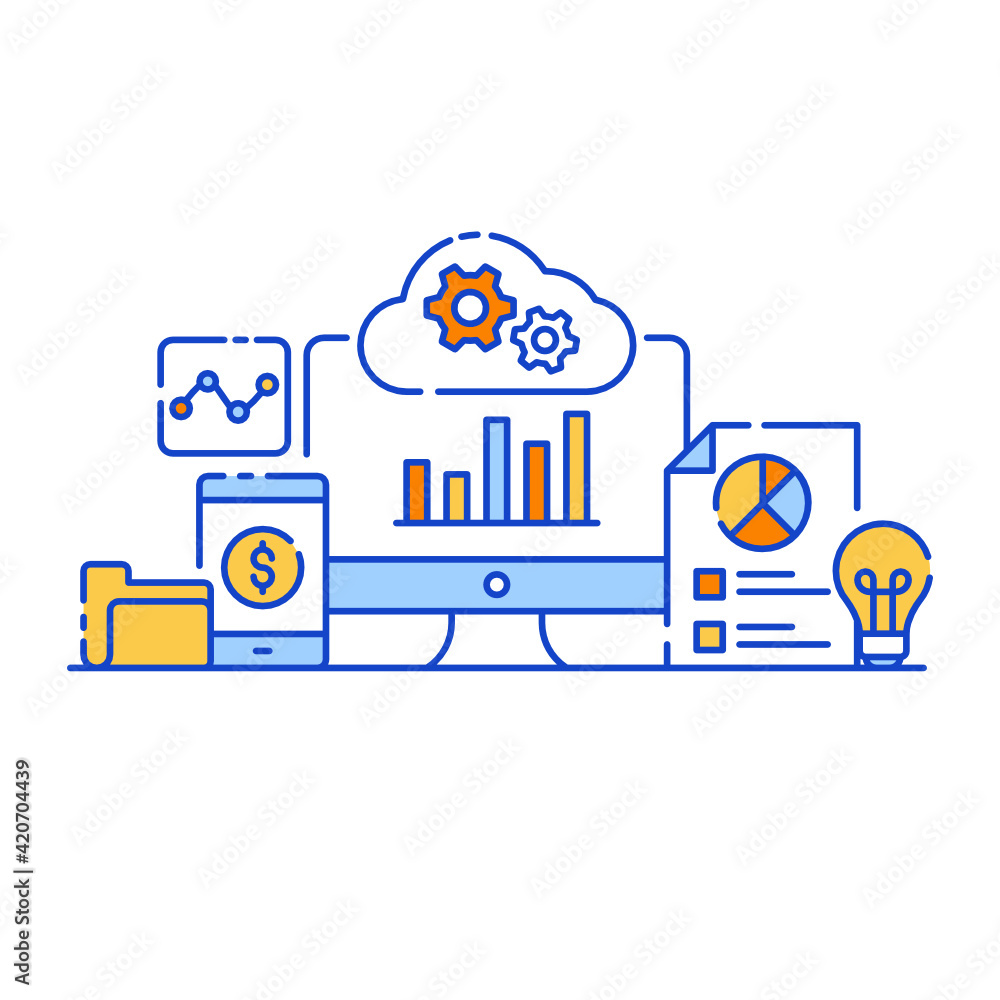 Canvas Prints data report flat design illustration, editable vector