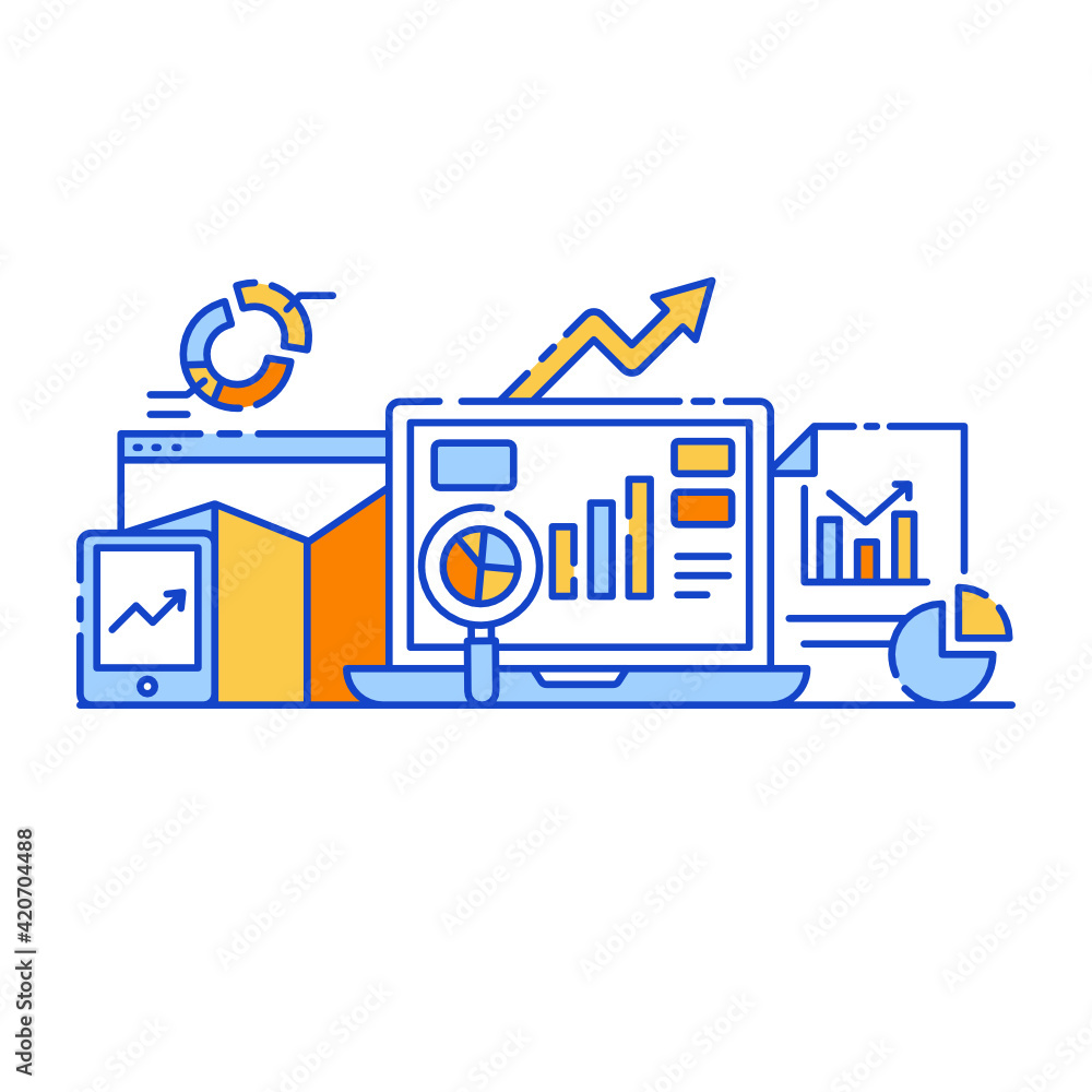 Canvas Prints internet advertisement analysis flat style illustration, editable vector