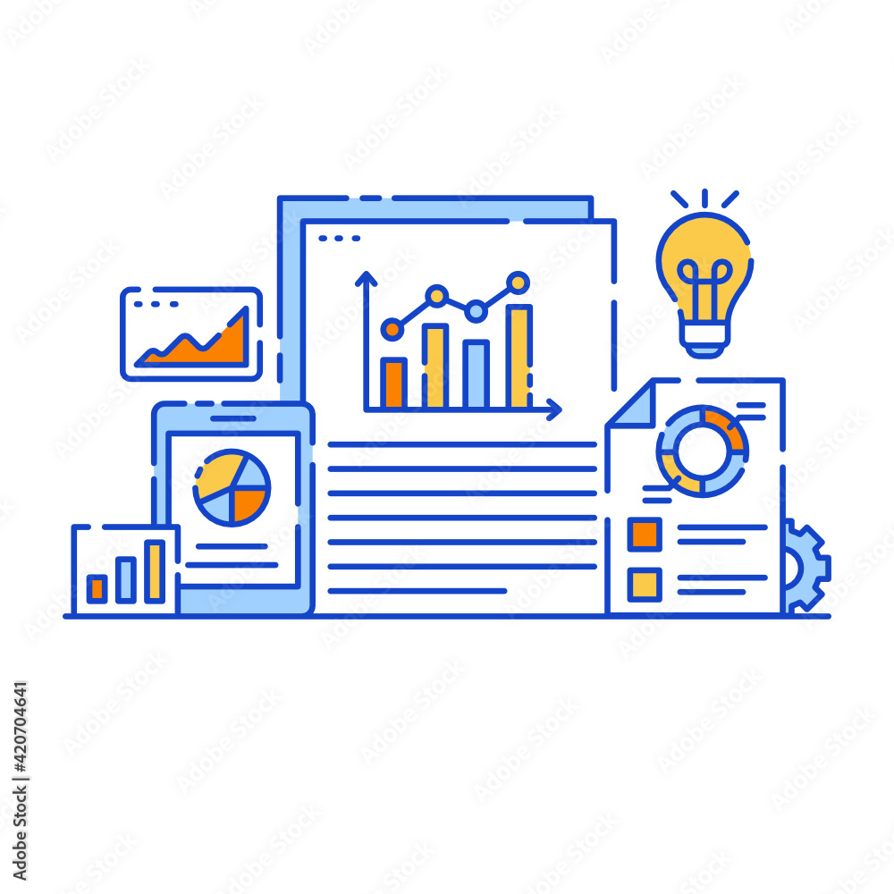 Canvas Prints data report flat design illustration, editable vector