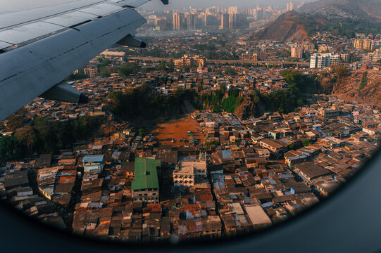 Mumbai slum aerial shot