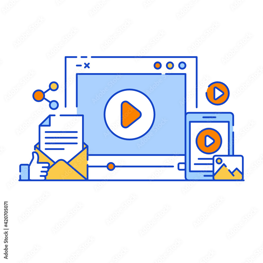 Canvas Prints website link analysis flat illustration, web analytics