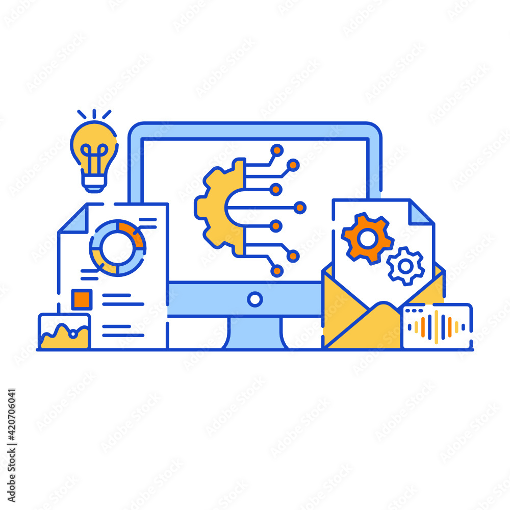 Canvas Prints data synchronization flat illustration design, graphical representation