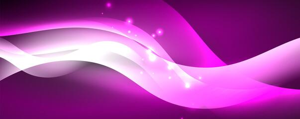 Shiny glowing neon wave, light lines abstract background. Magic energy and motion concept. Vector wallpaper template