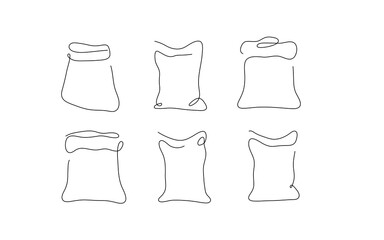 One line art style bag. Abstract creative food in minimalism design. Hand drawn vector illustration.