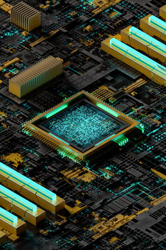 Detail of industrial computer cpu.