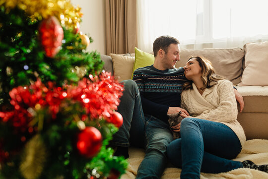 Couple Enjoys Celebrating Christmas Holidays