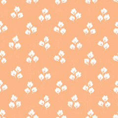 Hand-drawn seamless pattern with flowers. Colorful floral illustration for paper and gift wrap. Fabric print textured design. Creative stylish background.