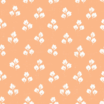 Hand-drawn seamless pattern with flowers. Colorful floral illustration for paper and gift wrap. Fabric print textured design. Creative stylish background.