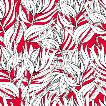 Proteus pattern. African flower, big beautiful bud. Botanical background with white flower. For wallpaper, textiles, design. Stock graphics. Isolate. © Катерина Ткаленко