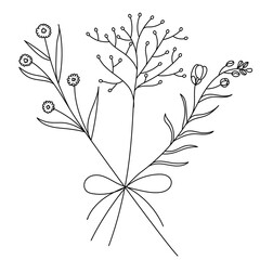  hand drawn plants and grass, bouquet