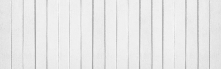 Fototapeta premium Panorama of New white vintage wooden wall texture and background seamless or a white wooden fence