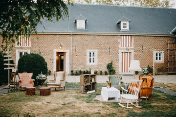 Outdoor space with vintage chairs