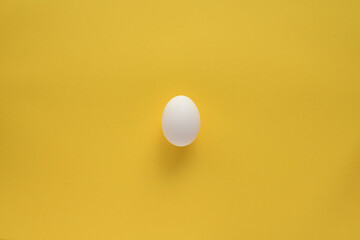 Fresh egg on yellow background.