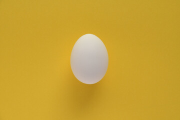 Fresh egg on yellow background.