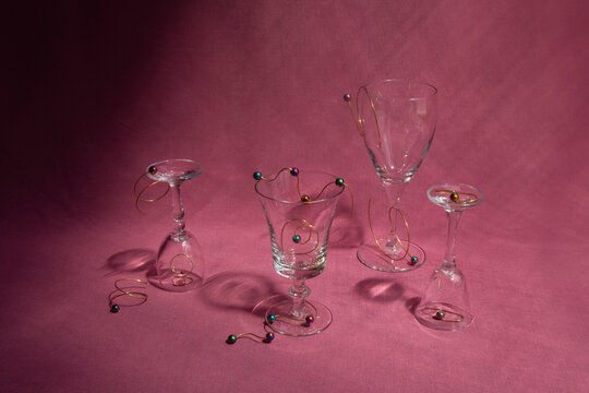 Earrings arranged with glasses