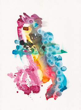Bright Multi Coloured Abstract watercolour /watercolor painting