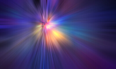 Abstract big data, speed, colorful fibers, rays, time travel tunnel background. 3D Illustration