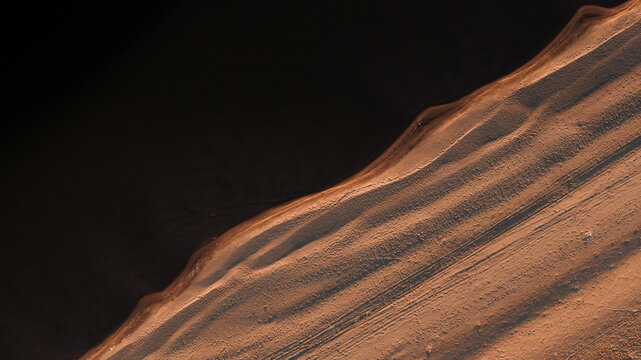 Aerial view of the sandy beach/river boarder