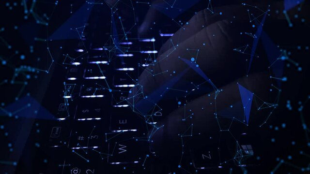 Typing on the keyboard Blue Modern Technology Backdrop concept 4K with communication design