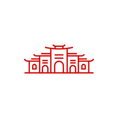 Line art Monoline Temple Logo Design Illustration Template