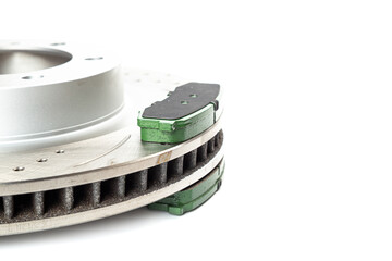 Perforated brake discs, ceramic pads - everything for better braking. on a white background