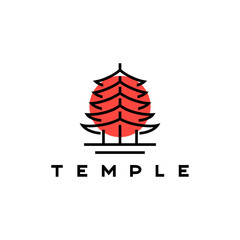Vintage Retro Temple Logo Design Illustration Template