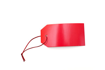 Red label blank for an inscription on a white background