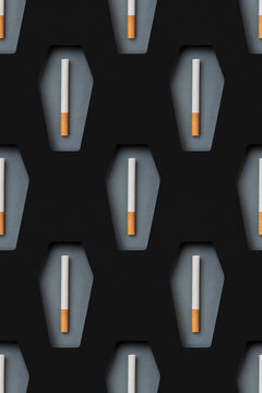 Coffin with a cigarette