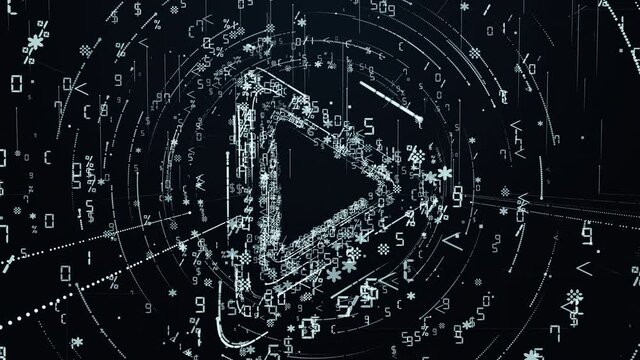 Presentation digital symbol of playing music or video. Abstract virtual sign of playing multimedia.