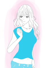 横向きの可愛い女の子供のイラスト Wall Mural Wallpaper Murals Foolchico