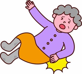 腰を打った高齢の女性