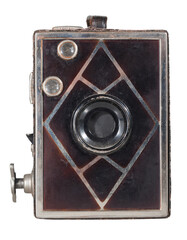 Old photo camera on a white background.