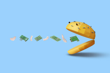 plastic burger eats boards of microcontrollers.