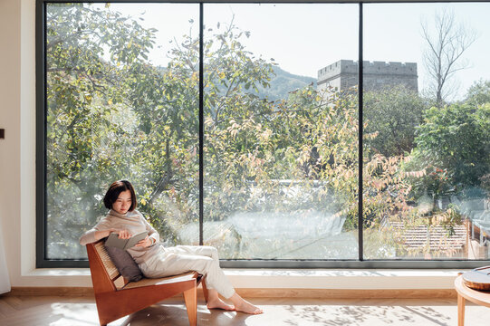 Woman reading book