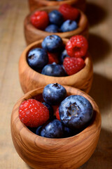 Raspberries and blueberries