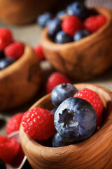Raspberries and blueberries