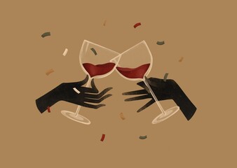 Meeting or date with wine toast