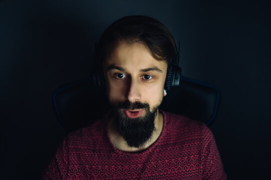 Man playing in online computer games