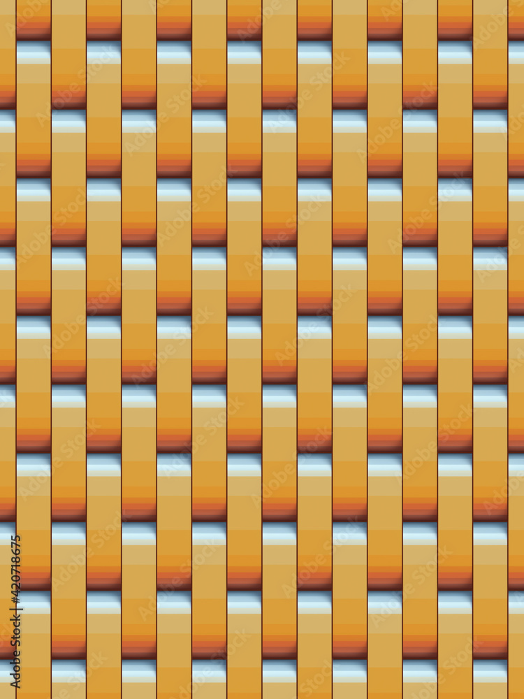 Aufkleber Geometric background of rounded rectangles with trendy multi colored gradient pattern. 3d rendering digital illustration