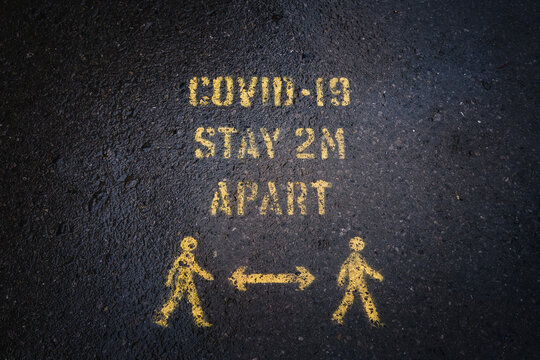 Yellow Covid-19 Social Distancing Warning