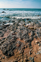 .Sea landscape, rocky ocean coast, selective focus.