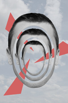 Surreal composition with a male head