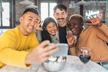 Happy Friends Taking Selfie