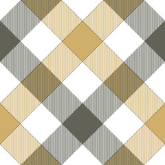 Buffalo check plaid pattern vector in grey and khaki gold. Decorative seamless stitched background for flannel shirt, tablecloth, blanket, other modern spring summer autumn fashion textile design.